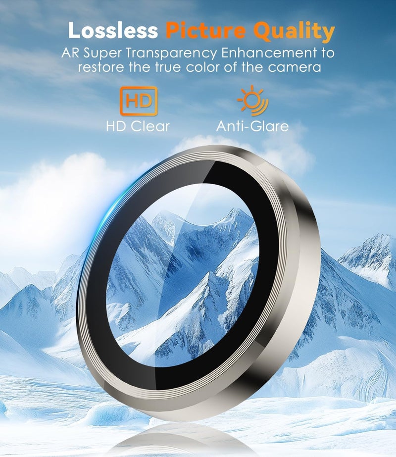 CloudValley for Samsung Galaxy S25 Ultra Camera Lens Protector, 9H Tempered Glass + Aluminum Alloy Individual Lens Protective Ring, [1 Second Installaion] Ultra-HD Glass Cover,Titanium Gray - Image 3